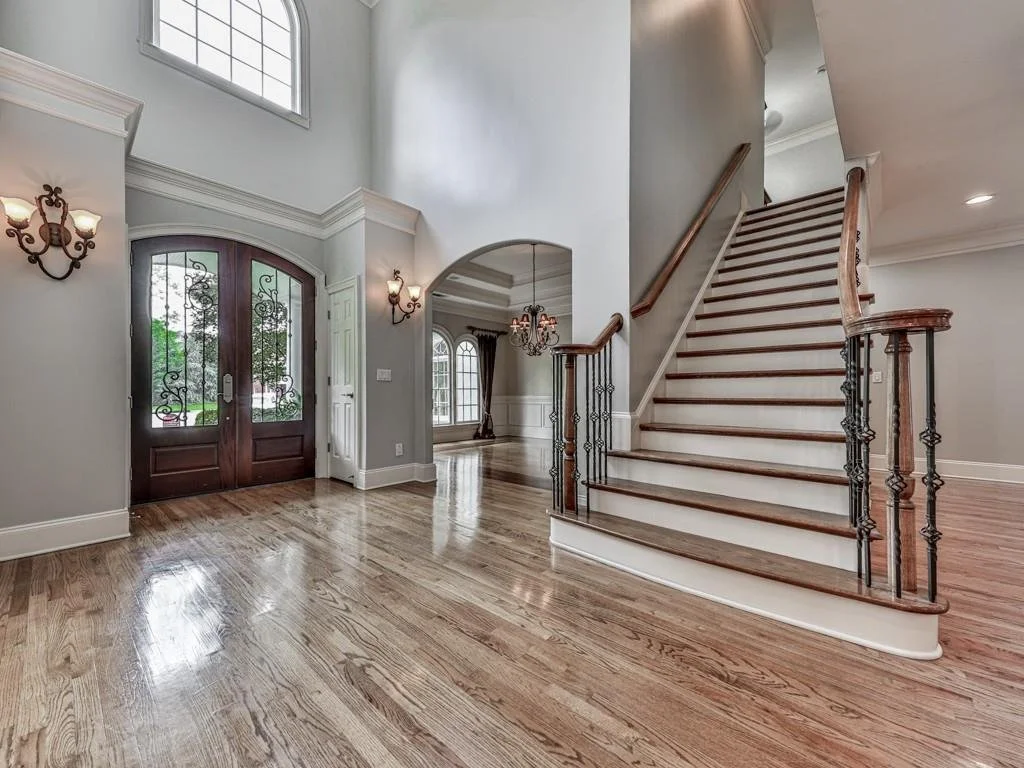 Detail of formal interior space with custom millwork at the Bridgemill home